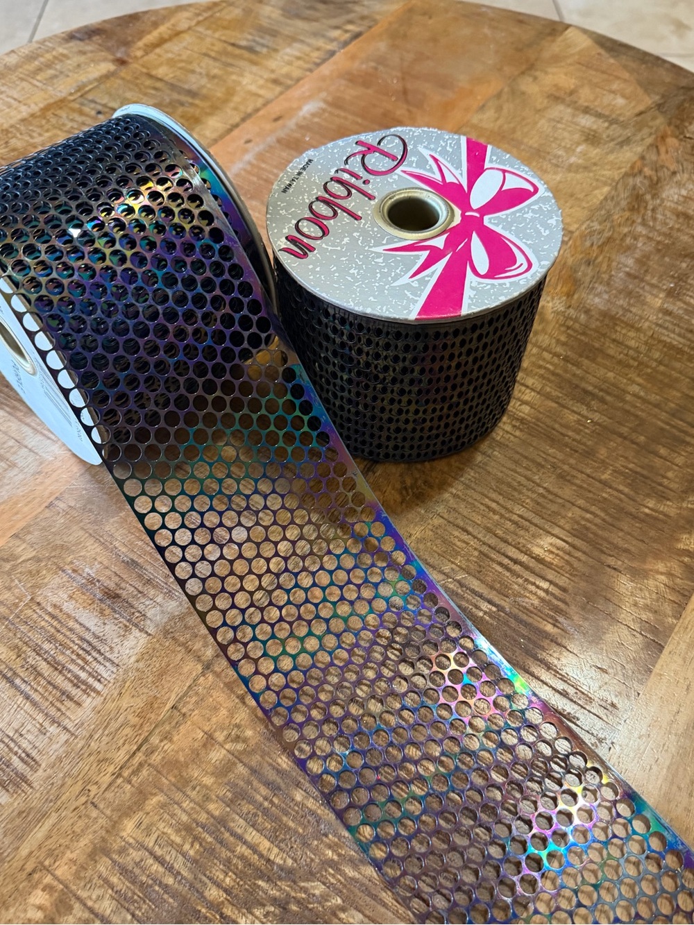 2 Unused Vintage Iridescent Purple Metal Mesh Ribbon 3.75” x 50 Yards Each